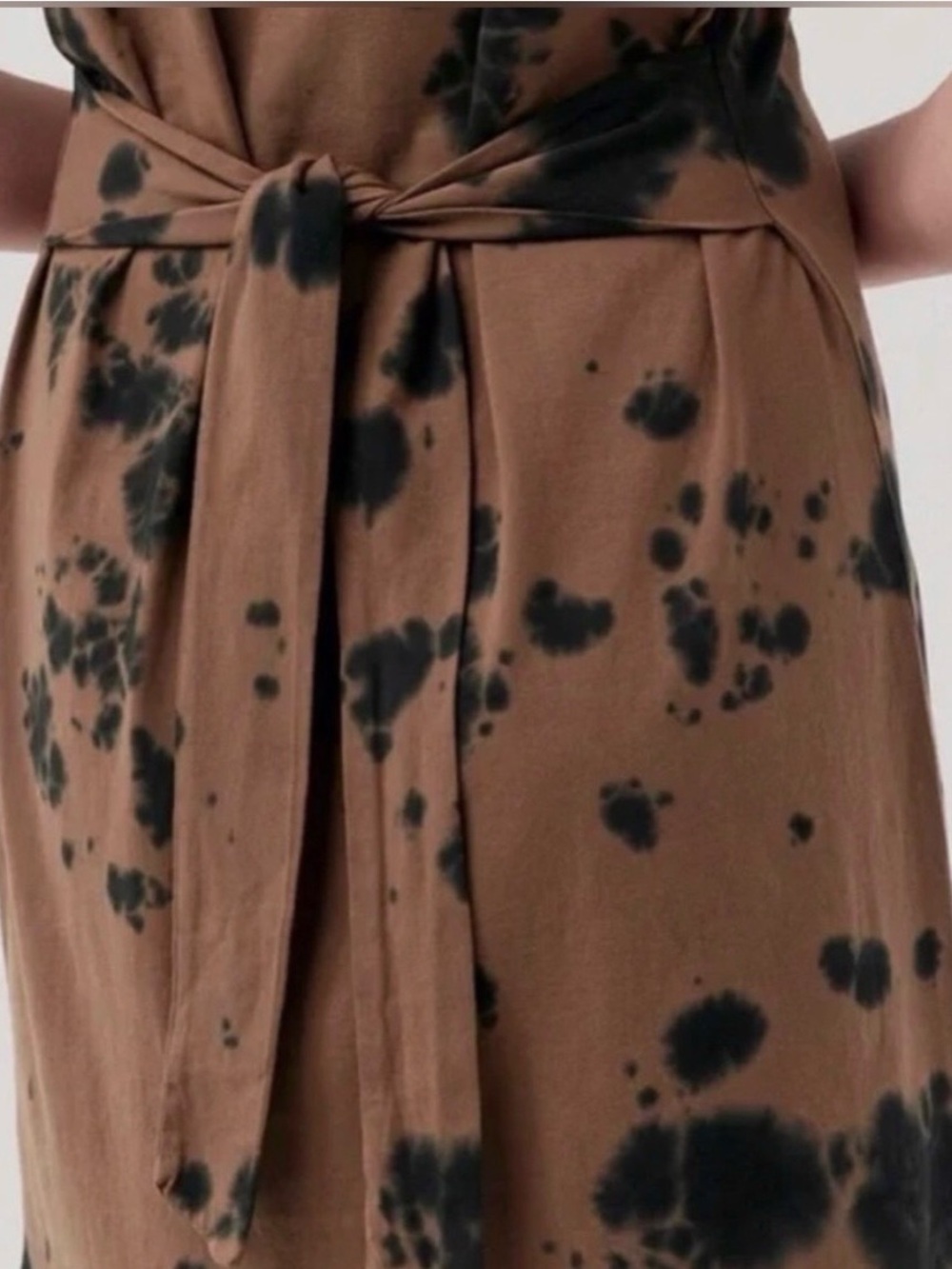 Pact 100% Organic Cotton Tie-Dye T-shirt Dress with Tie Waist Brown Black Sz M - Picture 3 of 12